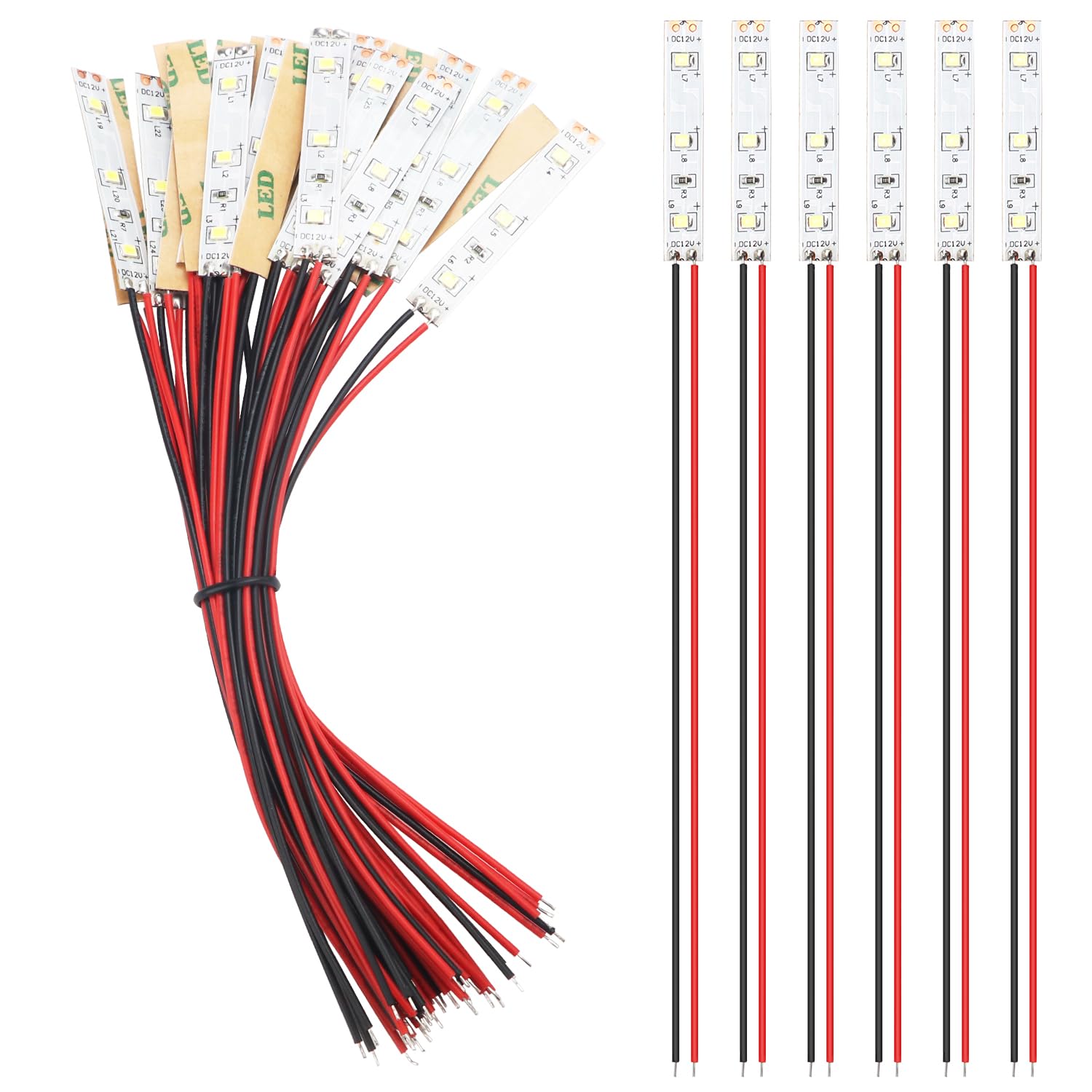 YIXISI 25 PCS 50mm Prewired Strip LED, 2335 SMD LED Light, 12V - 18V LED Strip Light, White