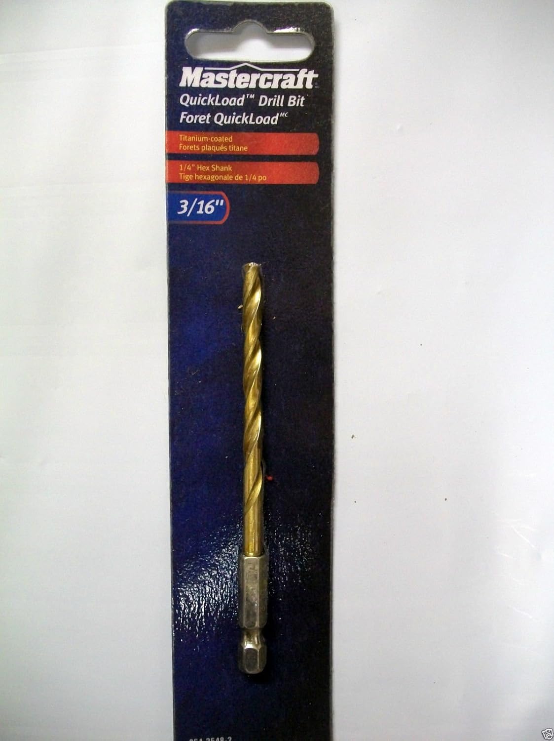 3/16" Drill Bit TitaniumCoated 1/4" Hex Shank QuickLoad