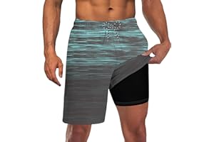 UNICOMIDEA Men Swim Trunks with Compression Liner 9 Inch Long Board Shorts