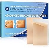 Aroamas Scar Silicone Scar Tape - Medical-Grade Silicone Scar Sheets to Help Improve The Appearance of Scars and Scratch Marks, Reusable for Face & Body [3" x 1.57", 8 Sheets]