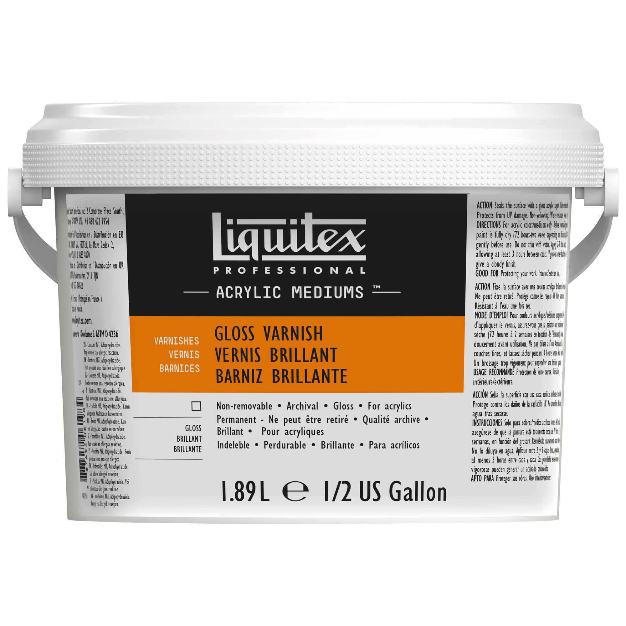 Liquitex Professional Gloss Varnish, Half Gallon Bucket, 1.89 L (64-oz) Image