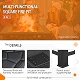 Yaheetech Outdoor Fire Pit 81cm Square 3 in 1 Heat Resistant with Cover view 7