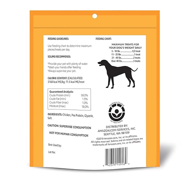 AMAZON BRAND – SOLIMO CHICKEN JERKY DOG TREATS, 2 POUNDS (PACKAGING MAY