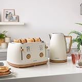 VonShef Fika Kettle & Toaster Set Nordic Cream Wood 1.7L 3000W 4-Slice view 2