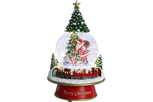 Bdor Christmas Snow Globe - Santa & Christmas Tree & Train, Snow Globe with Music Box Color Changing Led Lights for Home Decor & Christmas Decorations, Snow Globes for Girls/Women/Kids
