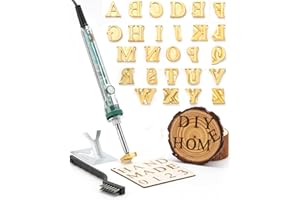 AROKIMI 1/2" Wood Burning Letter Kit, 26 Pcs Alphabet Branding Iron Stamps for Wood Leather Hats BBQ Bread, With an 80W Electric Branding Iron