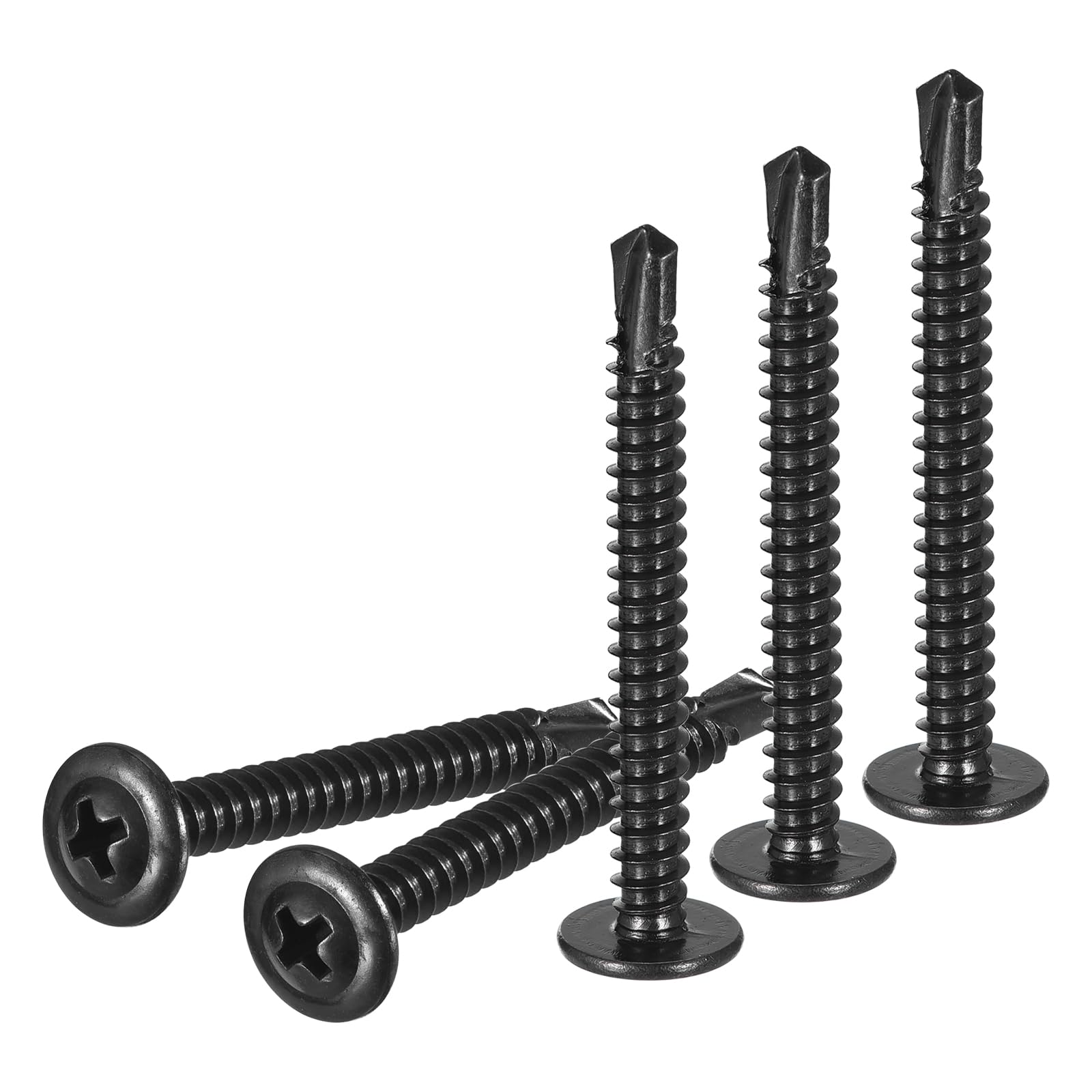 DTGN #10x1-3/4 Sheet Metal Screws - 50Pack - for Wood, Furniture - 410 Stainless Steel Phillips Round Head Washer Drill Tail Self Tapping Screws - Black — image 1