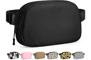 Pritent Fanny Packs for Women Cross Body Bag Waterproof Belt Bag with Adjustable Strap and Zipper Back Pocket Small Crossbody Bags Fashion Waist Packs for Workout Travelling(Black)