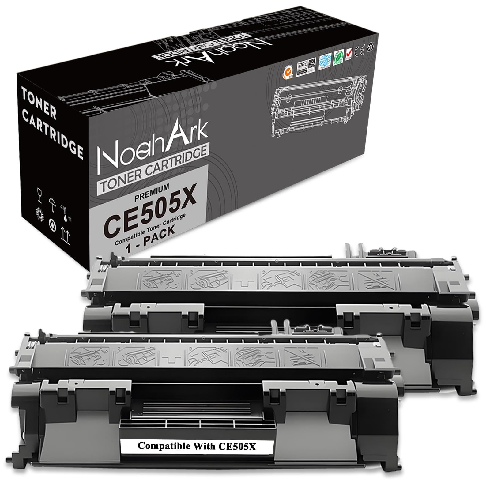 NoahArk Compatible for HP CE505X 05X Toner Cartridges Replacement for Laserjet P2030 P2035 P2035n P2050 P2055 P2055d P2055dn P2055x, Pro M401dn M401dne M401dw MFP M425dn M425dw, 6900 Pages (2 Black)