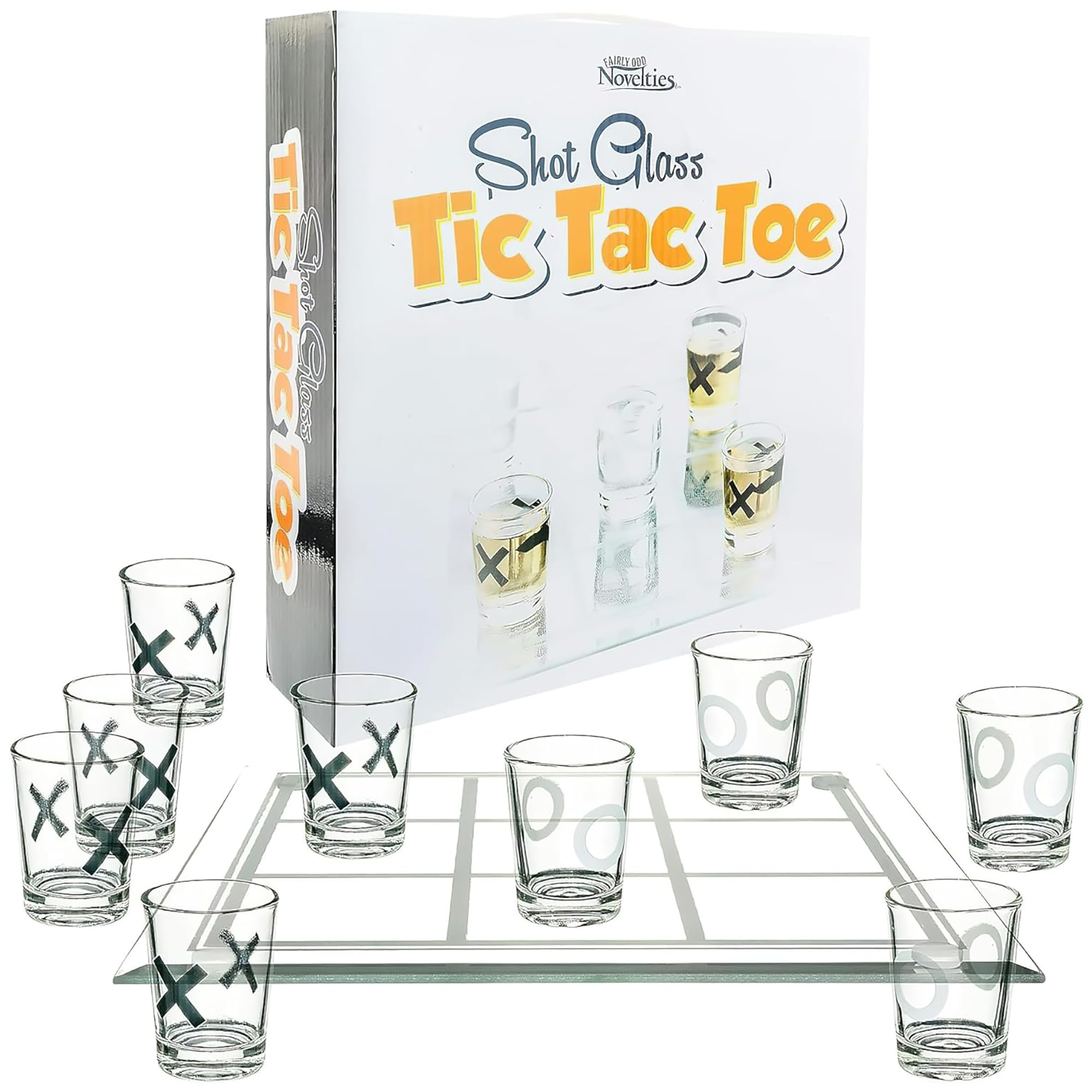 Fairly Odd Novelties Shot Glass Tic Tac Toe Drinking Game, Clear
