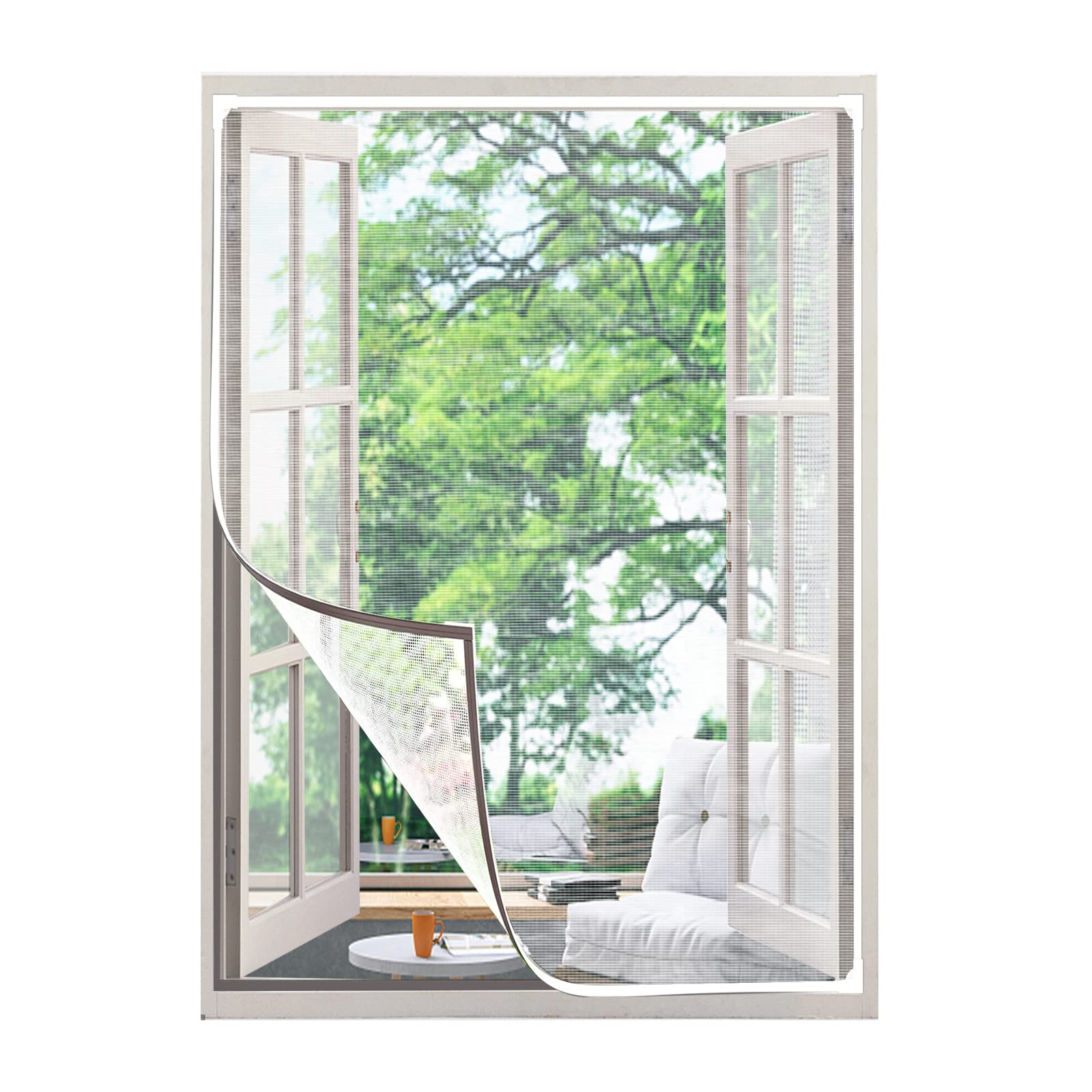 Magnetic Window, Window Net, Insect Screen for Windows, Fly Screen, with Frame, No Drilling, Max 80 x 120 cm Can Be Cut, Easy Installation with Magnetic Strips (80 x 120 cm)