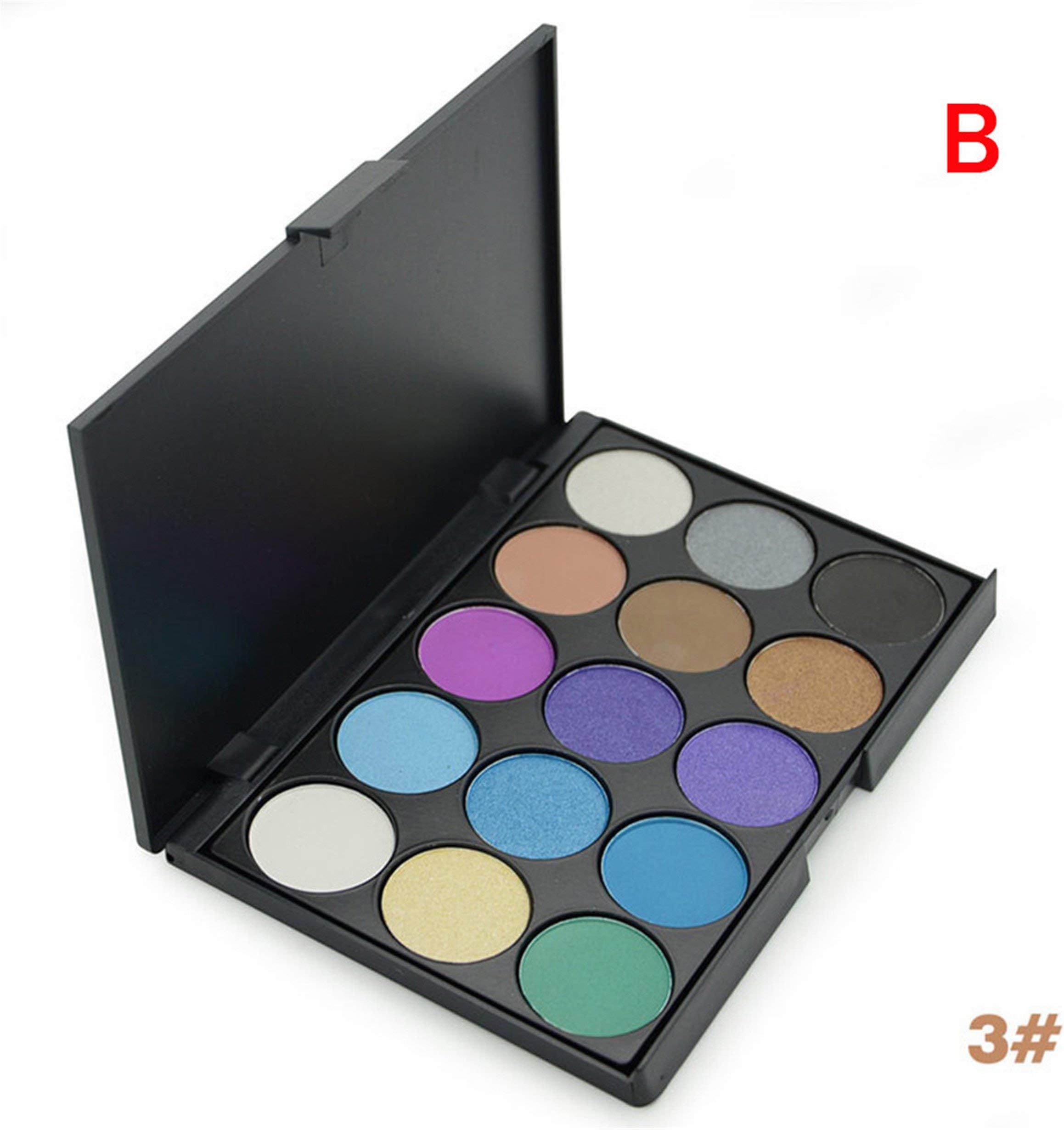 BYEEE Eyeshadow Palette,15 Colors Smoky Warm Color Eye Shadows Glitter Makeup Kit Make Up Brushes Set Nature Nude Earth Tone Beauty Cosmetics High Pigment Powder Pallet (Multicolor B