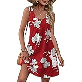 OFEEFAN Womens Summer Dresses 2026 Loose V Neck Sleeveless Sundresses Swimsuit Coverup with Pockets Floral/Plain/Eyelet