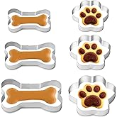 TAHULIK 6 PCS Bone and Dog Footprints Cookie Cutters Set, 3 Sizes Stainless Steel Bone & Paw Print Shaped Cookies Cutter for Homemade Baking Theme Party Homemade Treats