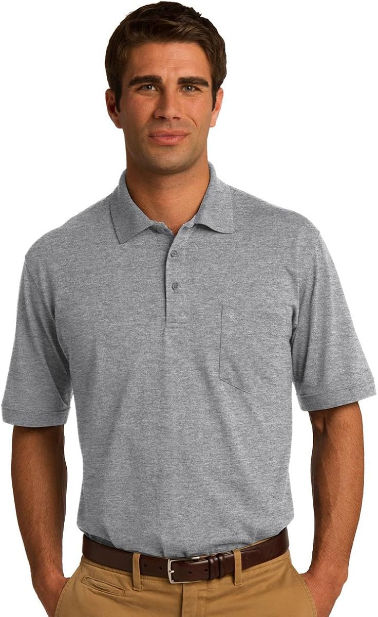 Port & Company 5.5-Ounce Jersey Knit Pocket Polo Shirt: Clothing