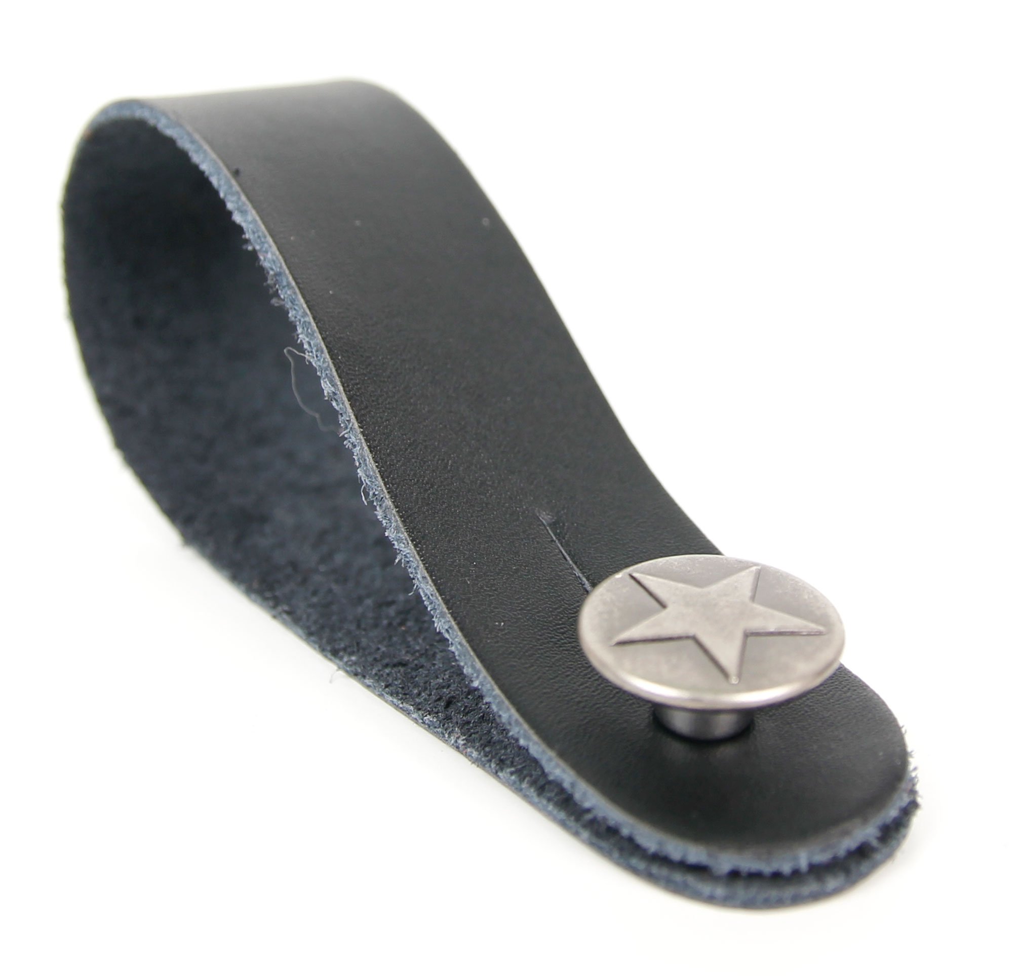 Bray Guitar Strap Hook Button In Black With Silver Star Pattern Pin For Any Acoustic, Electric, Bass And Classical Guitar Headstock