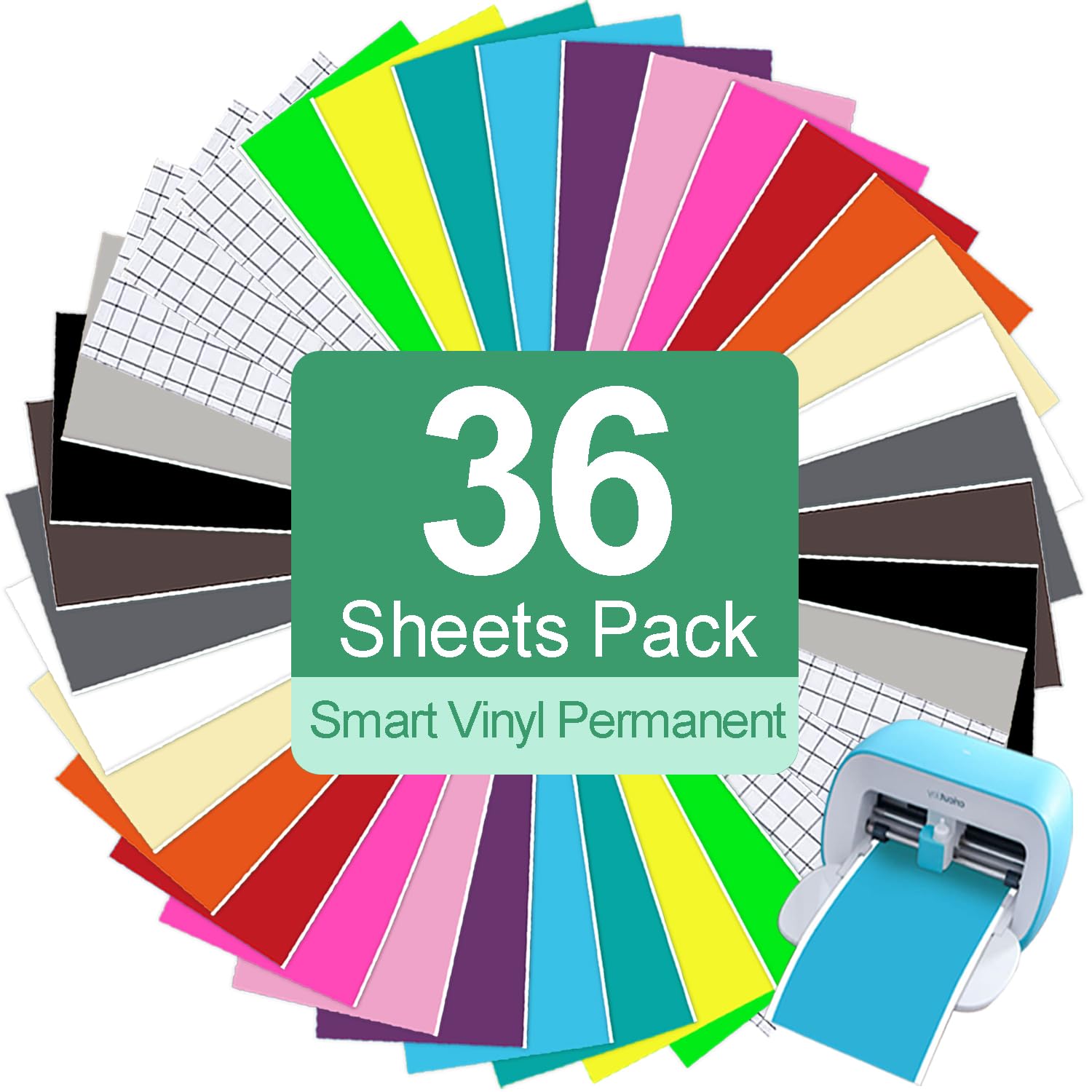 Smart Vinyl Permanent Cricut Joy Film: 5.5" x 12" vinyl Film plotter set for laptops, phones, walls and more Transfer Film Plotter Film 36 Packs