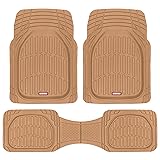 Motor Trend FlexTough Floor Mats for Cars, Beige