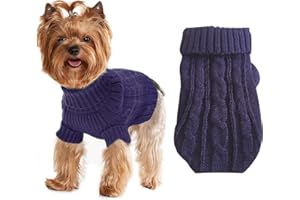 JUOMIIEL Dog Sweaters for Small Dogs Girl Boy, XS Yorkie Sweaters XXS Puppy Doggie Sweater Winter Warm Dog Turtleneck Knitwear Pullover for Chihuahua Fall Winter Cold Weather,Purple XXS