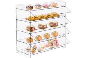 TIRYIUOU Acrylic Bakery Pastry Display Case 4 Tier Commercial Countertop Retail Cabinet Clear Display Cases for Bread Donut Cupcake Cookie