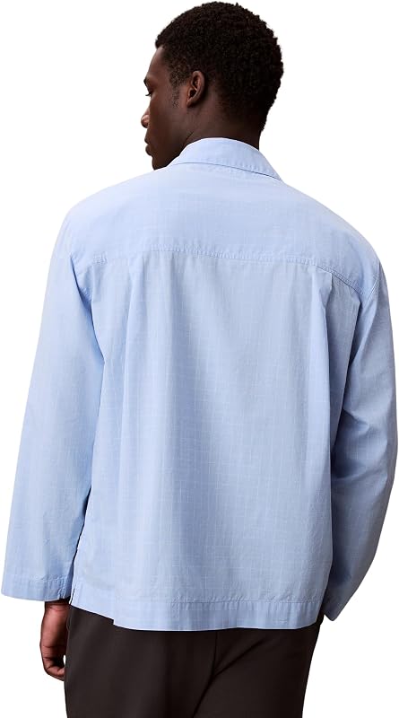 Herren Hemd Button Down Pyjama-Top, Blau (19473 Plotter Plaid+Frozen Fjord), L