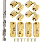 8Pcs 8 mm Hidden Brass Barrel Hinges with Drill Bit,180 Degree,Gold | Concealed Hinge for Wood, Soft Close, Invisible Hinges for Wooden Box Jewelry Ring Box DIY Hand Craft Projects