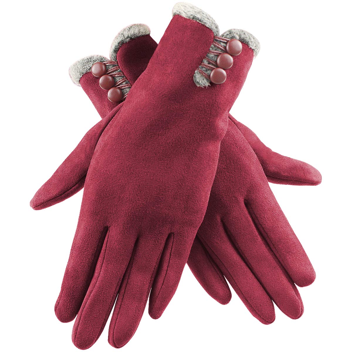 Dokpav Womens Winter Warm Gloves Touch Screen Phone Soft Warm Lined Thick Gloves Windproof for Outdoor Sports,Driving,Running,Walking (Wine red)