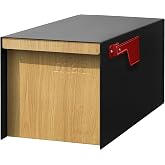 adoorn Modern Large Post Mount Mailboxes for Outside USPS Approved - Oak | 9.5&rdquo; H x 9.5&rdquo; W x 20.75&rdquo; D, Mailbox for Letters and Packages, Weatherproof, Durable Steel, Magnetic Closure - White Oak