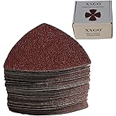 XXGO 55 Pcs Triangular 3-1/8 Inch 60/80/100/120/240 Grits Hook & Loop Multitool Sandpaper for Wood Sanding Contains 11 of Eac