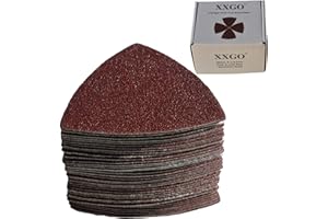 XXGO Triangular Oscillating Multi Tool Sanding Pads 3-1/8 Inch 80mm Assorted Grit 60/80/100/120/240 Grits Pack of 55 Pcs No.XG5501