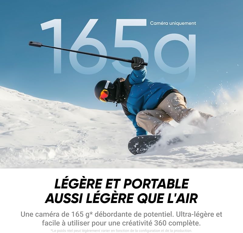 X4 Air Pack Démarrage Noir - Caméra 360 8K, Légère 165 g