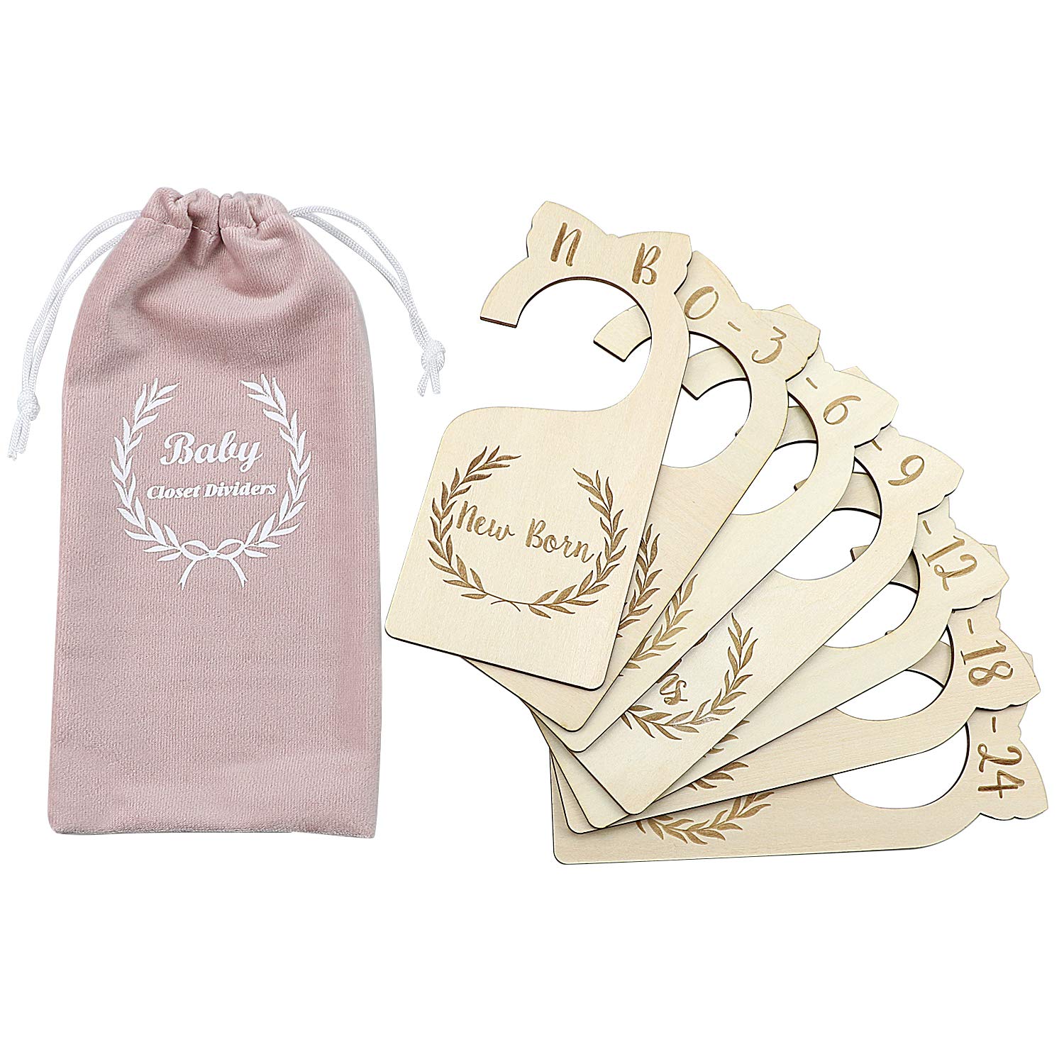 Premium Wood Baby Wardrobe Dividers,Set of 7,from Newborn to 24 Month,Baby Closet Organizers,Nursery Decor,Baby Clothes Organizers (Style 1)