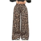 GORGLITTER Women's Cheetah Leopard Print Pants Trendy Animal Wide Leg High Waist Loose Baggy Trousers Joggers Pants