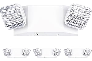 GRUENLICH LED Commercial Emergency Light with Dual Head and Backup Battery, US Standard, AC 120-277V, Hardwired Emergency Light Fixtures for Business Office Power Outages, 4-Pack