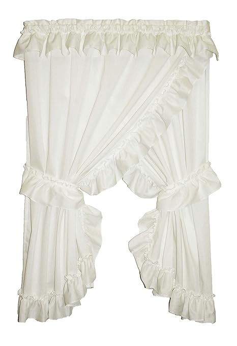 Amazon Com Allison Ruffled Priscilla Window Curtains Pair 92 Inch