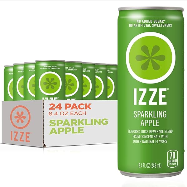 IZZE SPARKLING JUICE, APPLE, NO ADDED SUGARS, NO PRESERVATIVES, NON-GMO, 8.4 FL OZ CAN (PACK OF 24)