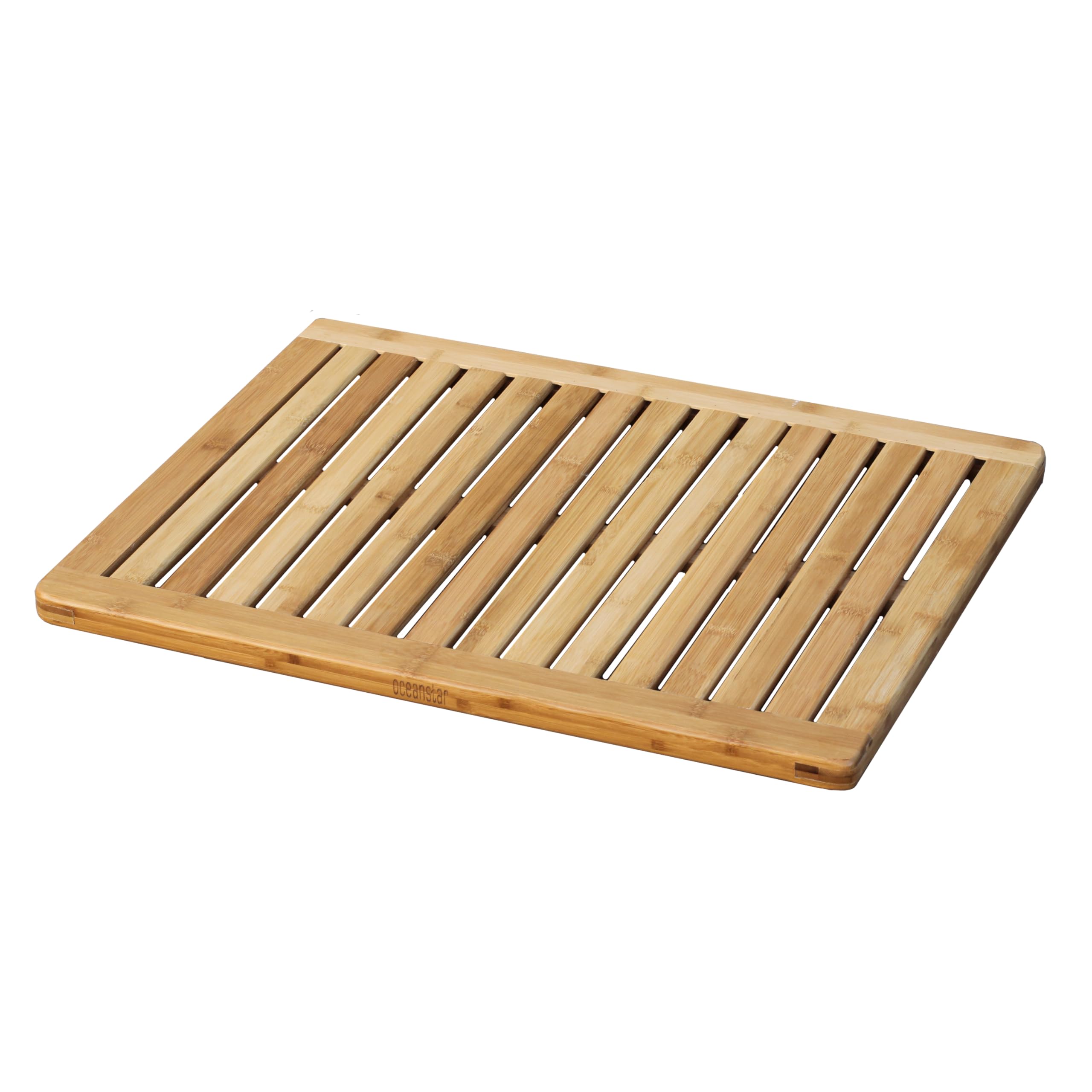 oceanstar Bamboo Floor and Shower Mat FM1163, Red, 23.75 in. L x 17.75 in. W x 1 in. H.