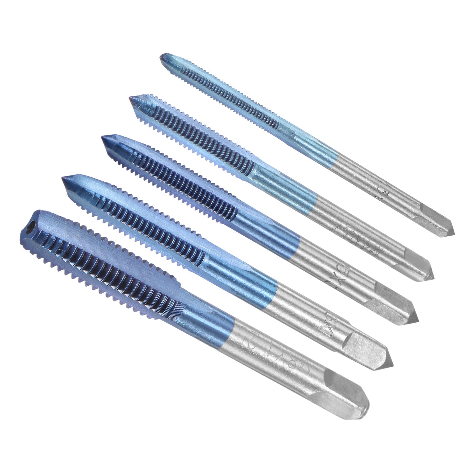 CoCud Metric Hand Threading Tap Set, M3 M4 M5 M6 M8 Thread, Blue Coated Screw Taps Tapping Tools - (Applications: for Thread Repair), 5-Pieces