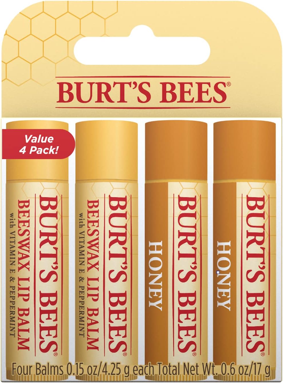 Burt's Bees Lip Balm Multipack Beeswax & Honey 4x4.25g