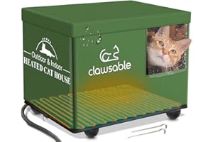 JLSAME Heated Cat House for Outdoor Cat in Winter, Waterproof & Insulated Feral Cat House Weatherproof Heated Cat Shelter Kitty Bed with Pet Heating Pad, Warm House for Outside Stray Barn Cat
