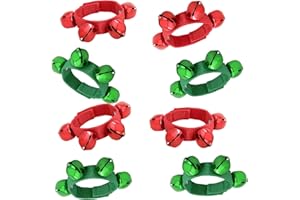 NACHLYNN 8 Pcs Christmas Wrist Bells Bracelet Sleigh Jingle Bells Suitable for Party Musical Instrument Birthday Favors (Red and Green)