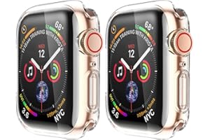 HANKN 2 Pack 40mm Clear Screen Protector Case for Apple Watch Series 6 5 4 Se 40mm, Soft TPU Full Coverage Front Protective Shockproof iWatch Bumper Cover (Clear+Clear, 40 mm)