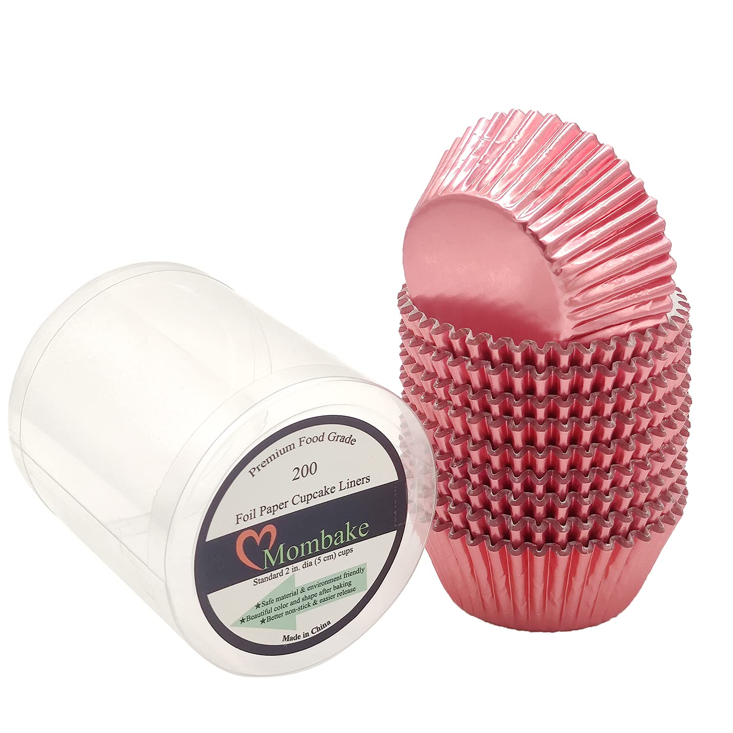 Mombake Standard Rose Gold Foil Cupcake Cases Muffin Baking Cups for Party and More, 200-Count