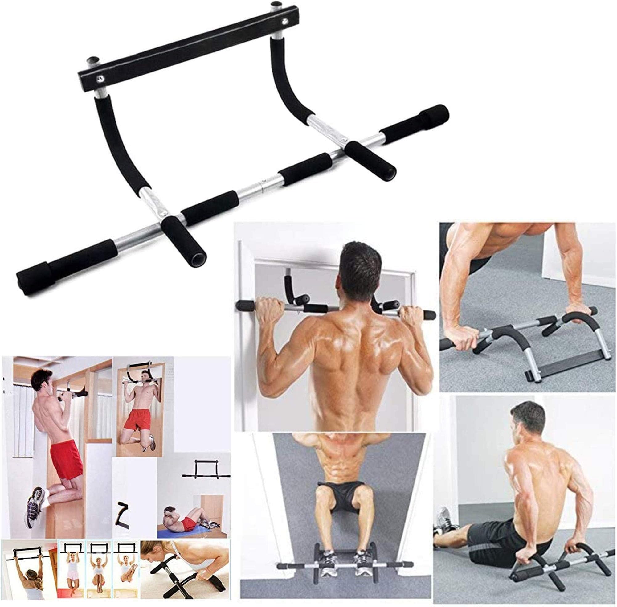 YCGG Pullup Bar, Pull Up Bar Doorway Sit Up Door Bar Portable Gym Chin-Up for Upper Body Workout Doorway Multi-Grip Iron Gym Pull Up Sit Up Door Bar Heavy Duty Doorway Trainer for Home Gym