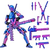 Gatling Gun Titan 13 Action Figure Set【Assembled】, Robot T Action Figure 3D Printed Dummy 13 Action Fidget Toys Figure Articulated, Lucky 13 for Collectors Desktop Decorations (Purple Blue)
