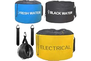 Secbulk Rv Sewer Hose Storage and Organization Bag for Rv/Camper accessories, 3 Color-coding Bags for Fresh/Black Water Pipe or Electrical Hose