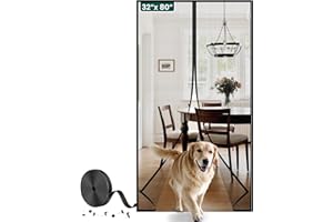 HADOR Magnetic Screen Door Mesh with Super Strong Magnets Fit Door Size 32" X 80", Mesh Size 34" X 81" Heavy Duty Door Net Screen for Front, Back, Single Doors