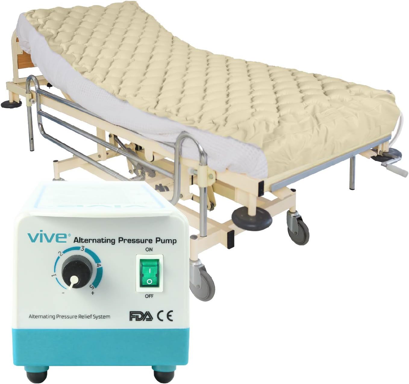 Vive Alternating Pressure Mattress Includes Electric Pump System and Mattress Pad Cover