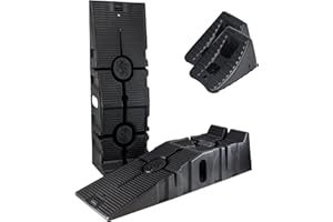 FLOTOOL RhinoGear 11909RCMI 4 Piece RhinoRamp Vehicle Ramp Pair (12,000lb. GVW Capacity) and Wheel Chock Pair Bundle