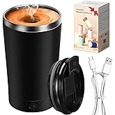 hatisan Self Stirring Coffee Mug With Lid Electric High Speed Self Stirring Mug 400ml Rechargeable Detachable Stainless Steel Self Stirring Cup for Coffee, Milk, Cocoa Christmas Gift(Black)